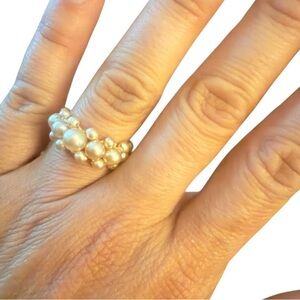 Vintage 1950’s / 1960’s All Pearl Cluster Ring, Size 7 - 7.5, Costume Jewelry
